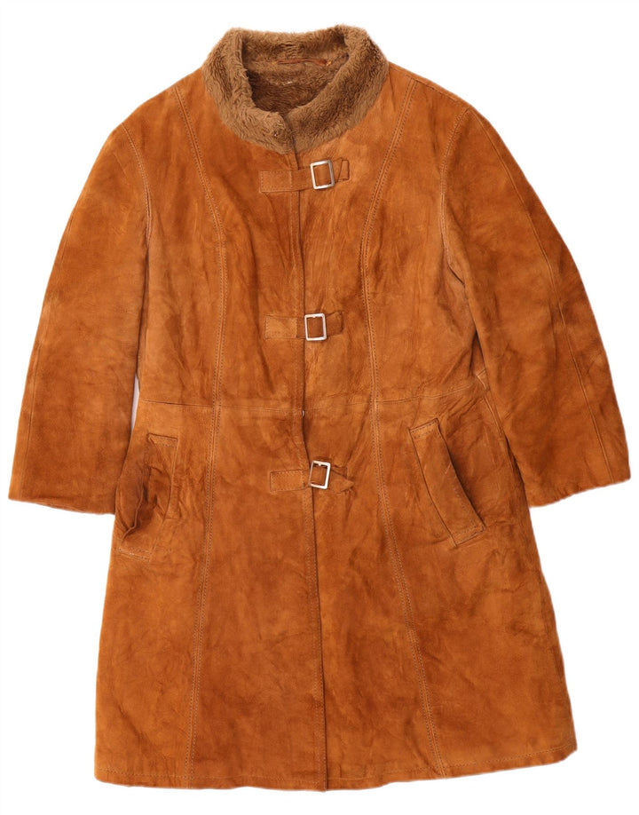 Vintage Damen Wildledermantel UK 10 Klein Braun