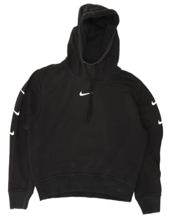 Nike Womens Graphic Hoodie Pullover UK 14 Mittelschwarze Baumwolle