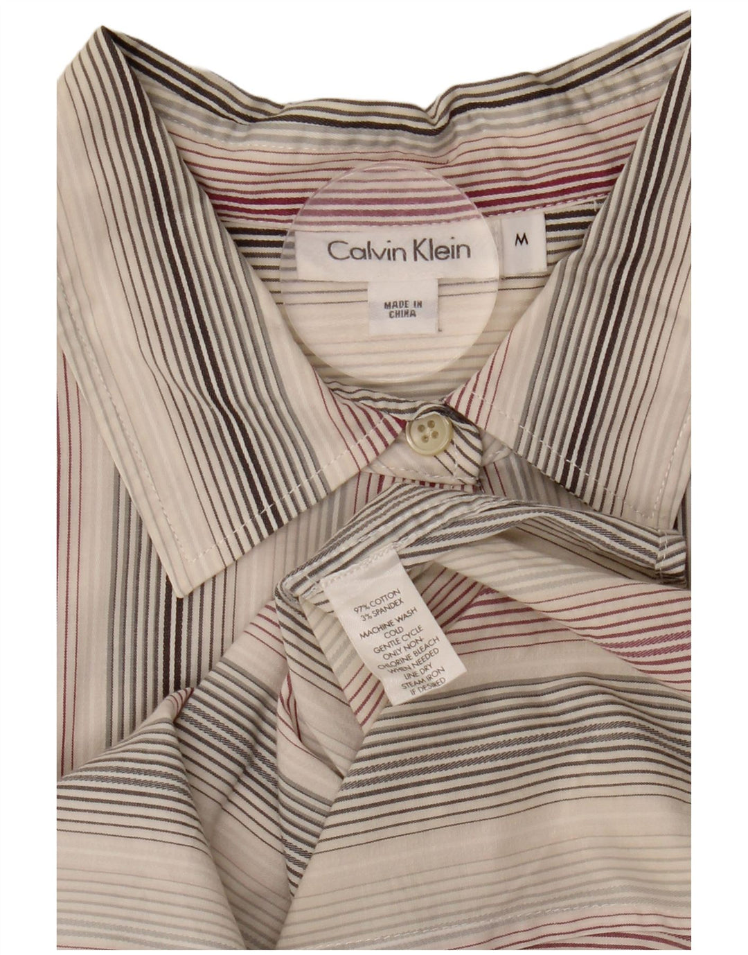 Calvin Klein Damen-Hemd UK 14, mittelmehrfarbig, gestreift, Baumwolle