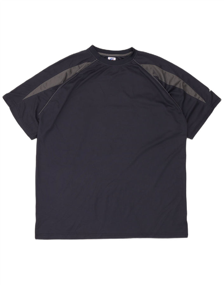 RUSSELL ATHLETIC Herren-T-Shirt, groß, 2XL, Marineblau, Farbblock-Polyester