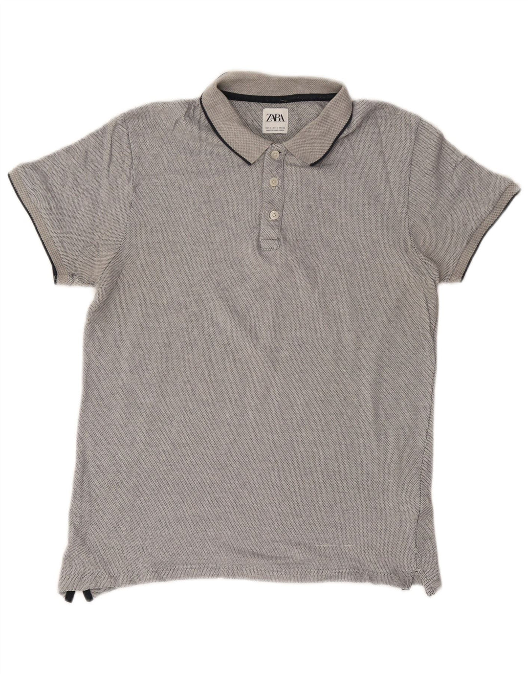 Zara Herren-Poloshirt aus mittelgrauer Baumwolle