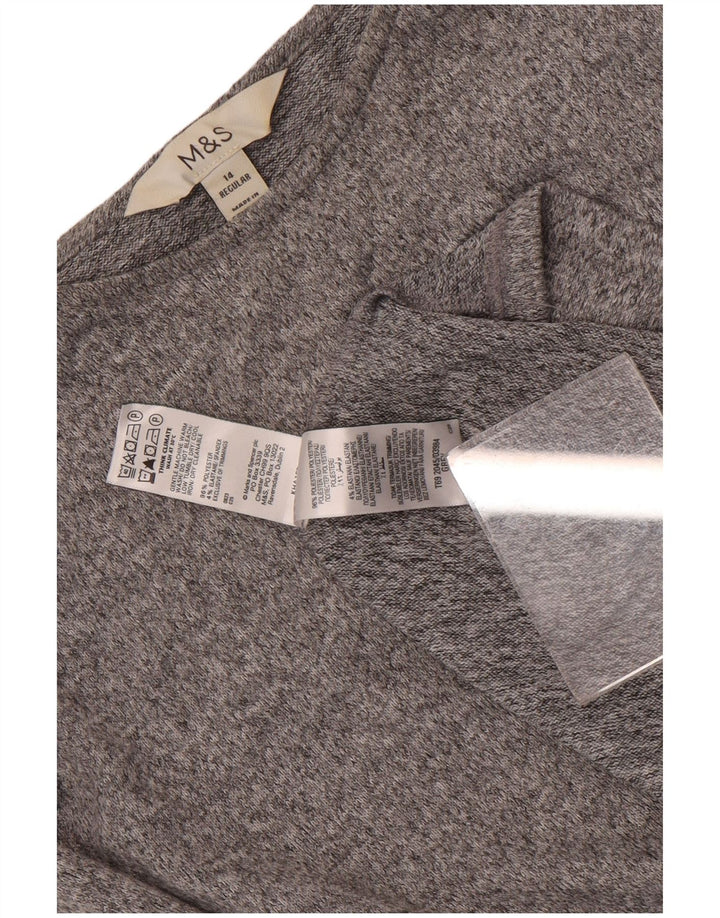 Marks & Spencer Damen-Etuikleid mit langen Ärmeln, UK 14, Mittelgrau meliert