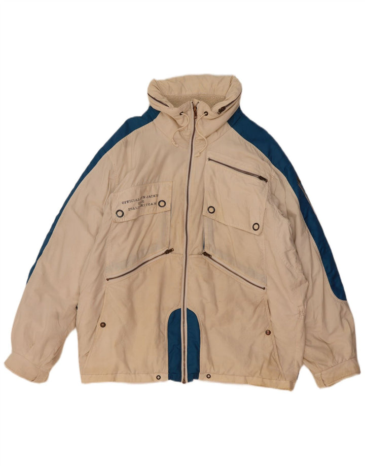 Colmar Herren-Skijacke mit Kapuze, übergroß, IT 50, Mittel, gebrochenes Weiß, Farbblock