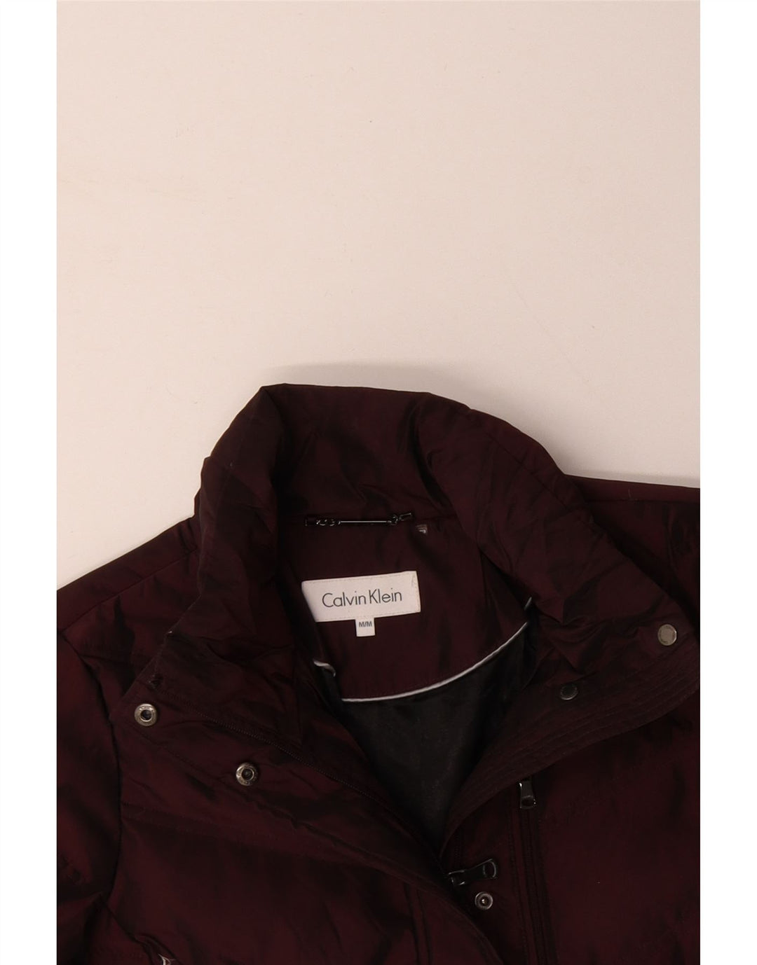 CALVIN KLEIN Damen Wattierte Jacke UK 14 Medium Maroon Polyester
