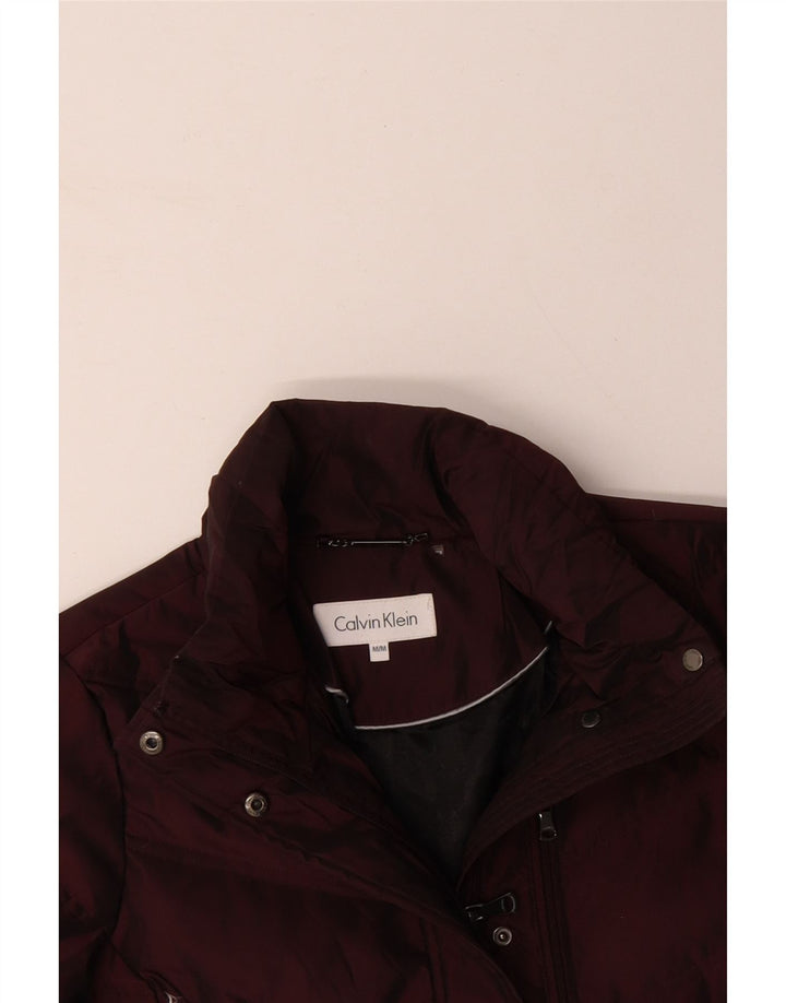 CALVIN KLEIN Damen Wattierte Jacke UK 14 Medium Maroon Polyester
