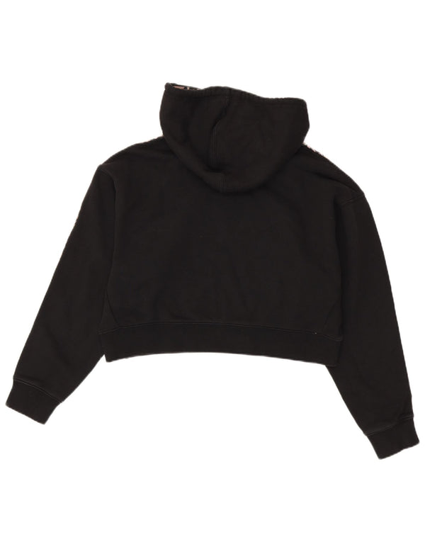 Adidas Damen Crop Übergroßer Kapuzenpullover UK 10 Kleiner schwarzer Tierdruck