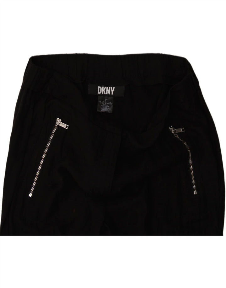 DKNY Womens Tapered Cargo Trousers US 6 Medium W30 L28 Black Rayon Vintage Dkny and Second-Hand Dkny from Messina Hembry 
