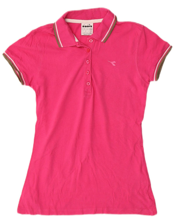 Diadora Damen Poloshirt UK 10 Small Rosa Baumwolle