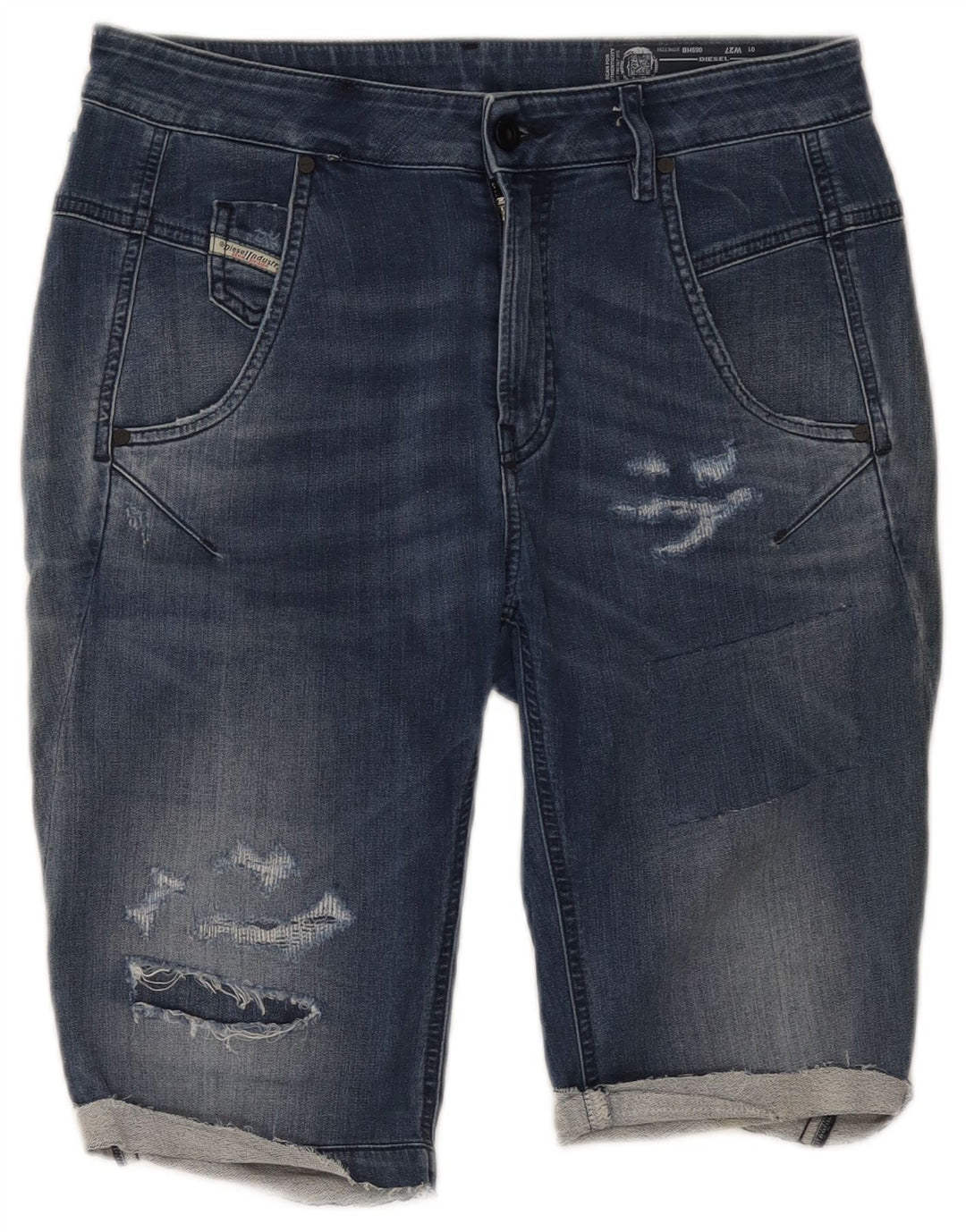Diesel Damen Distressed Denim Shorts W27 Small Blaue Baumwolle