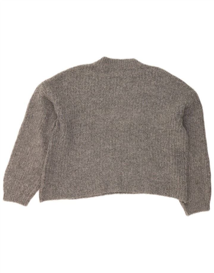 Marks & Spencer Damen Crop Crew Neck Pullover Pullover UK 14 Large Grau