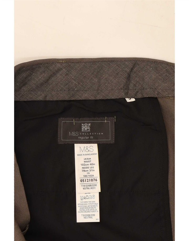 Marks & Spencer Herren-Anzughose mit normaler Passform, W40 L31, braunes Polyester