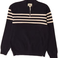Marks & Spencer Herren-Pullover mit Reißverschluss am Hals, groß, marineblau gestreift