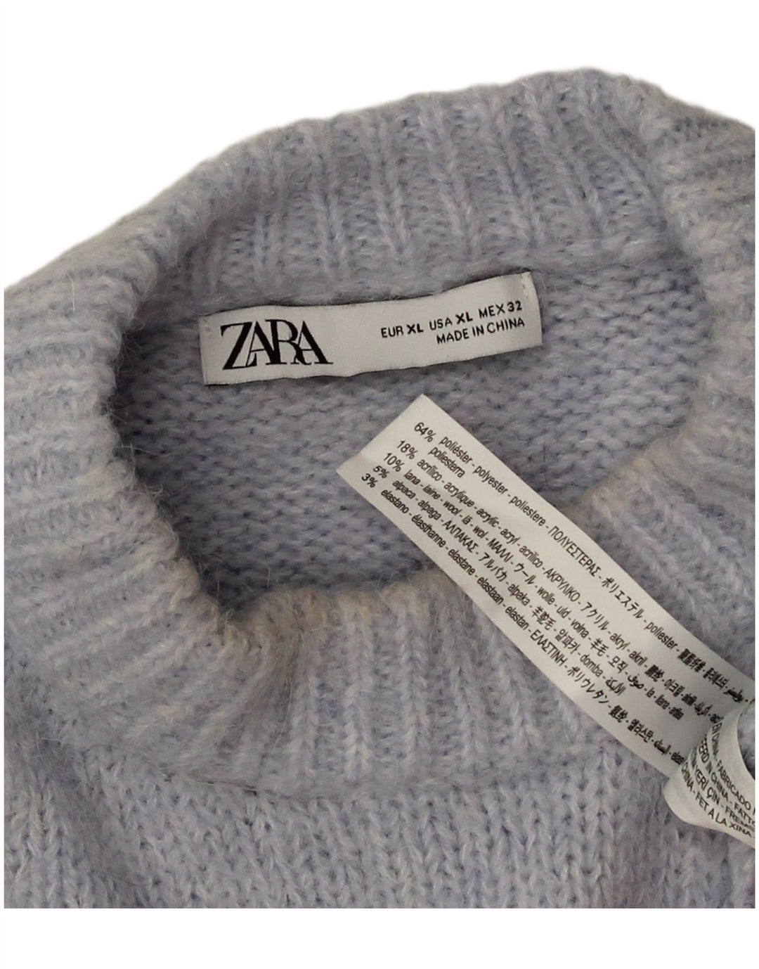 Zara Damen-Pullover, übergroß, Rundhalsausschnitt, Gr. 18, XL, Blau, Polyester