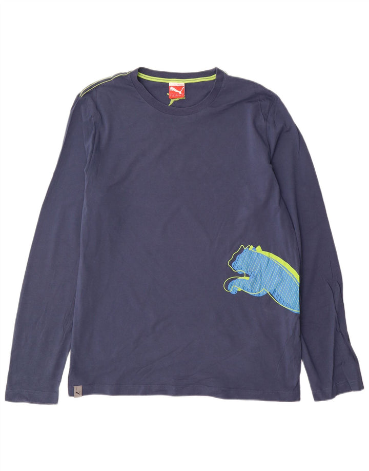 Puma Herren Grafik-T-Shirt, langärmelig, groß, marineblau, Baumwolle
