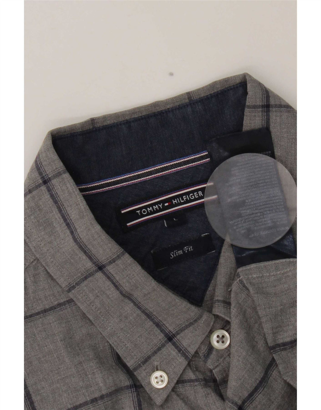 Tommy Hilfiger Herren-Slim-Fit-Hemd, groß, grau kariert, Baumwolle