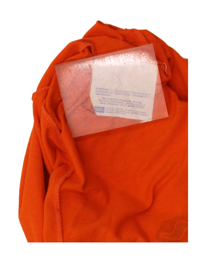 Champion Herren Grafik-T-Shirt-Oberteil aus mittelorangefarbener Colourblock-Baumwolle