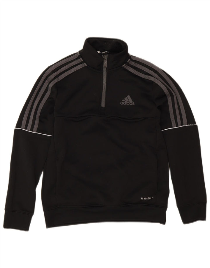 Adidas Jungen Aeroready Sweatshirt mit Reißverschluss, 9–10 Jahre, schwarzes Polyester