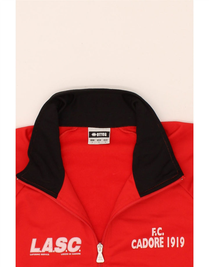 ERREA Mens Graphic Tracksuit Top Jacket Large Red Colourblock Polyester Vintage Errea and Second-Hand Errea from Messina Hembry 