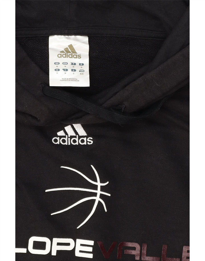 ADIDAS Mens Graphic Hoodie Jumper Medium Black Cotton Vintage Adidas and Second-Hand Adidas from Messina Hembry 