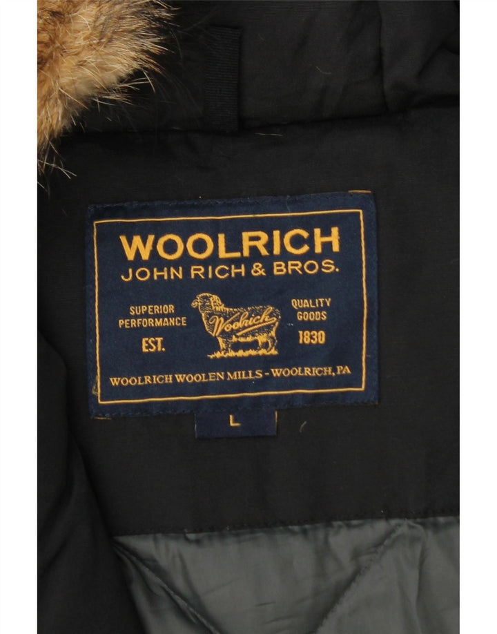 Woolrich Wattierte Damenjacke mit Kapuze, UK 40, Größe L, Schwarz