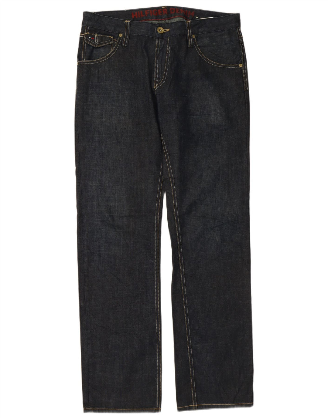 TOMMY HILFIGER Herren Straight Jeans W32 L34 Marineblaue Baumwolle