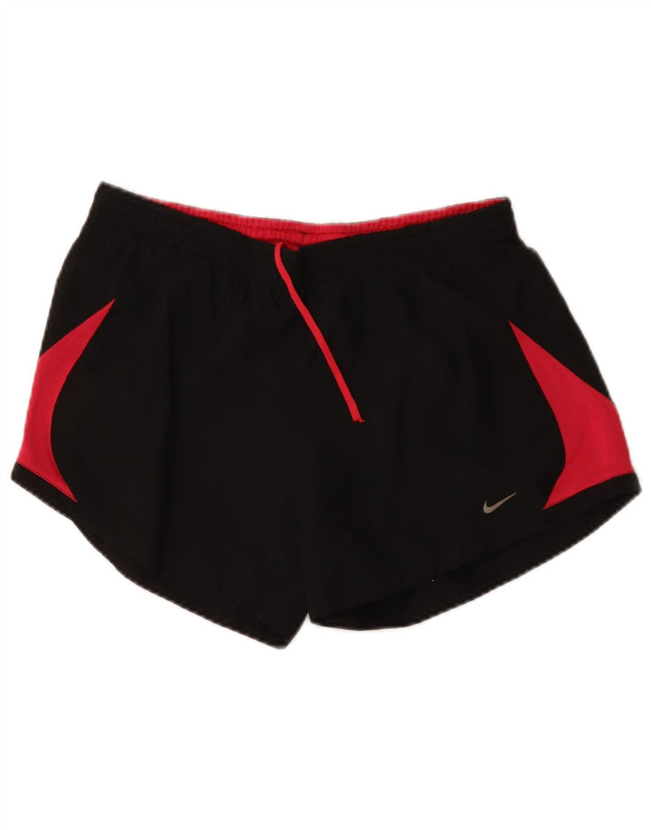 NIKE Damen-Sportshorts UK 14 Mittelschwarzes Colourblock-Polyester