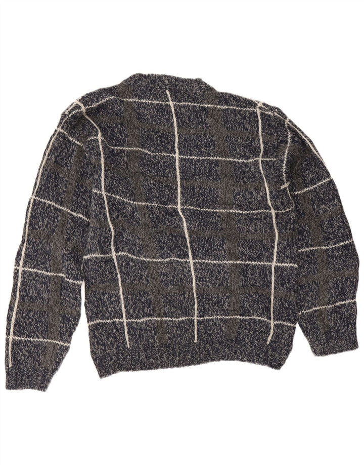 Eddie Bauer Herren-Pullover mit Rundhalsausschnitt, mittlere marineblaue Karowolle