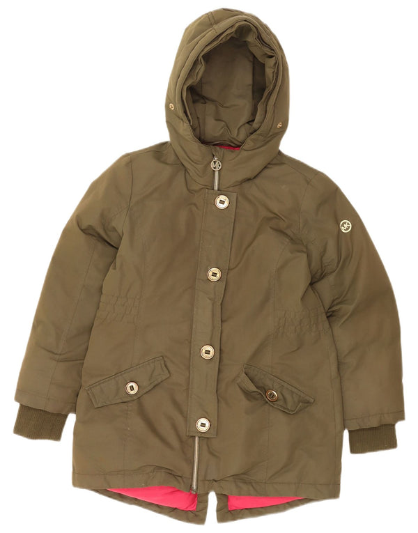 MICHAEL KORS Mädchen-Parkajacke mit Kapuze, 7–8 Jahre, Khaki, Polyester