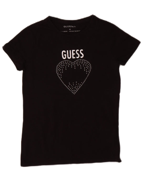 GUESS Mädchen-T-Shirt mit Grafik, 15–16 Jahre, schwarze Baumwolle