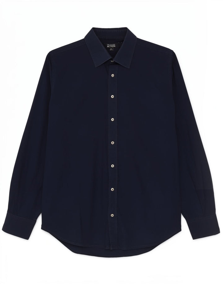 Trussardi Herrenhemd, Größe 39/40, mittelmarineblaue Baumwolle