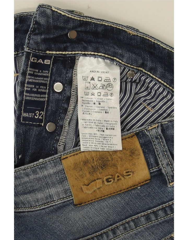 Gas Herren Jeansshorts W32 mittelblaue Baumwolle