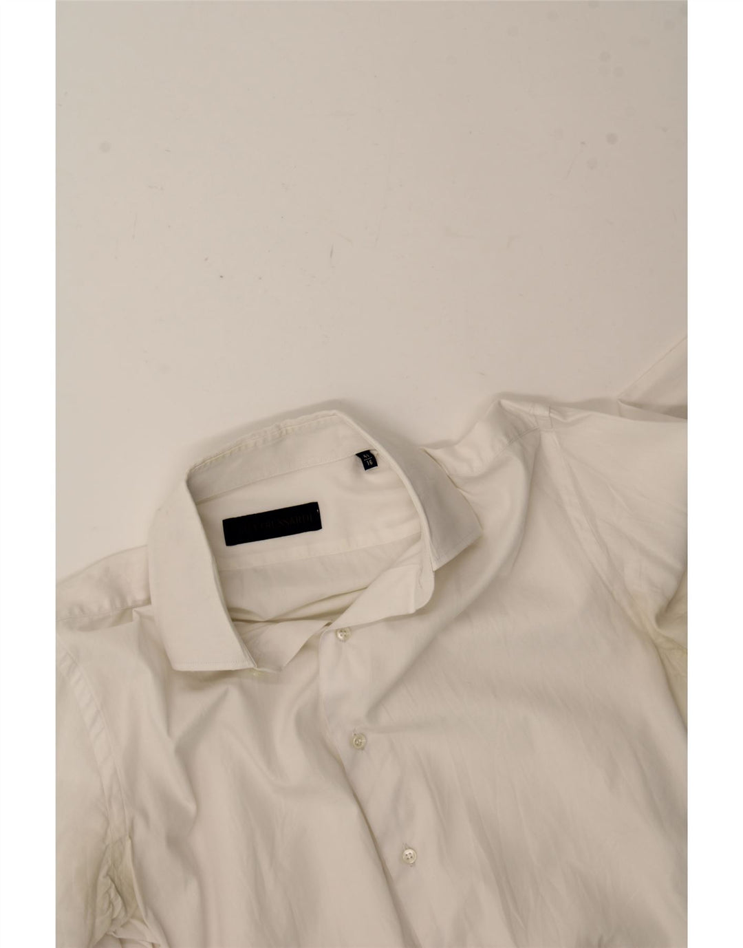 TRUSSARDI Mens Shirt Size 16 41 Large White Cotton Vintage Trussardi and Second-Hand Trussardi from Messina Hembry 