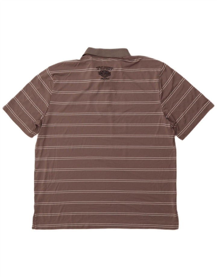 HARLEY DAVIDSON Herren Poloshirt XL Grau gestreift Polyester