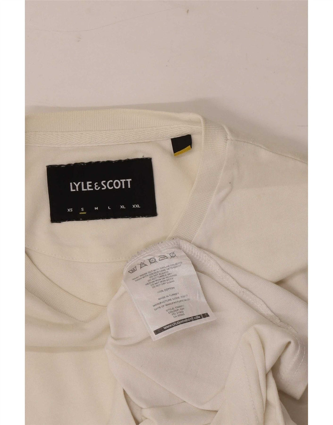 Lyle & Scott Herren T-Shirt Top Small aus weißer Baumwolle
