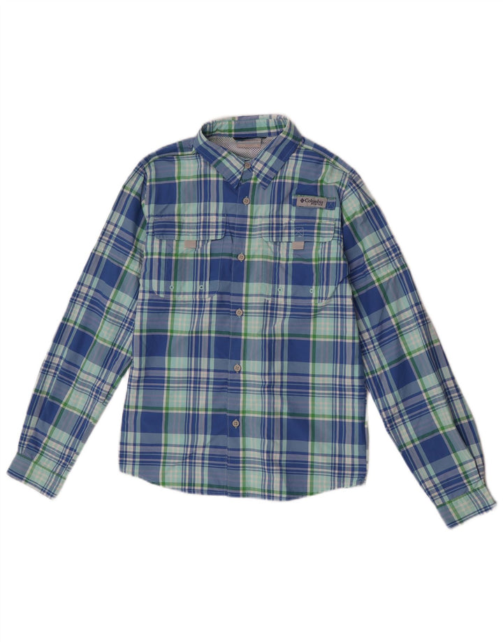 Columbia-Hemd für Jungen, 11–12 Jahre, groß, blau kariert, Nylon