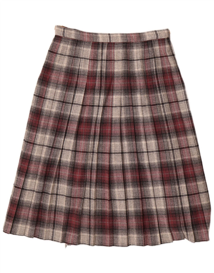 Deerstalker Damen Wickelrock mit Falten, W28, mittelrote karierte Wolle