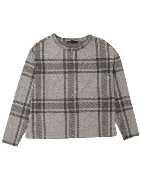 Marks & Spencer Damen-Oversize-Oberteil, langärmlig, Gr. 10, klein, grau kariert