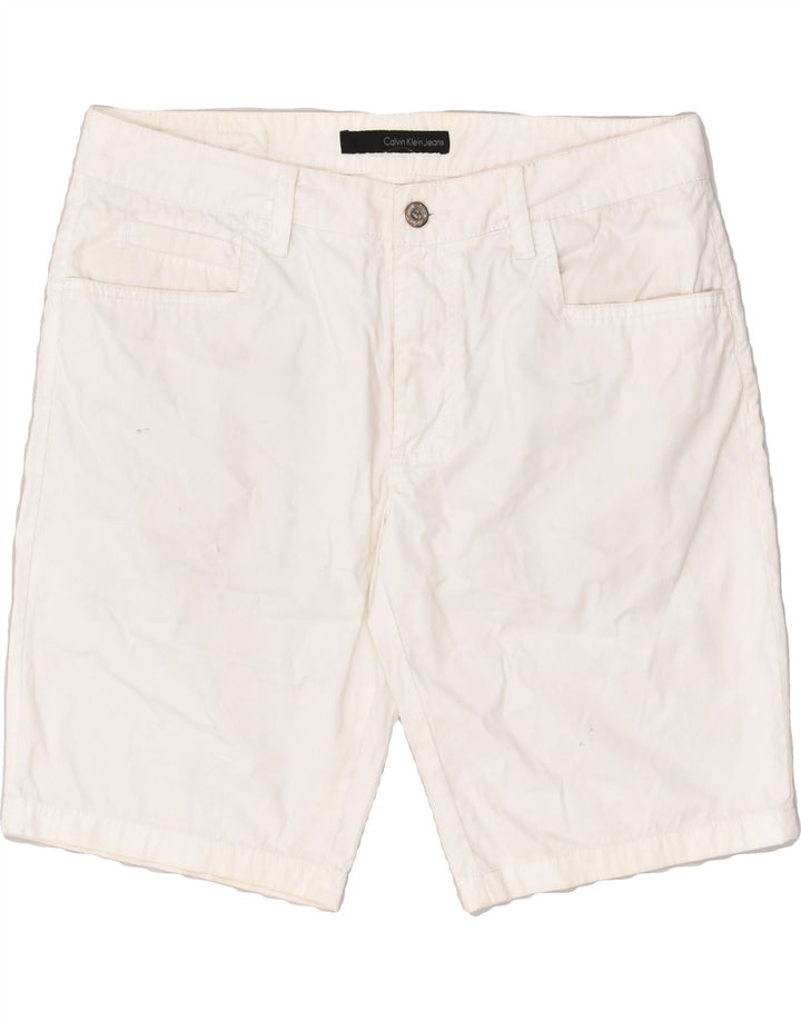 CALVIN KLEIN Womens Casual Shorts W32 Large White Cotton | Vintage Calvin Klein | Thrift | Second-Hand Calvin Klein | Used Clothing | Messina Hembry 
