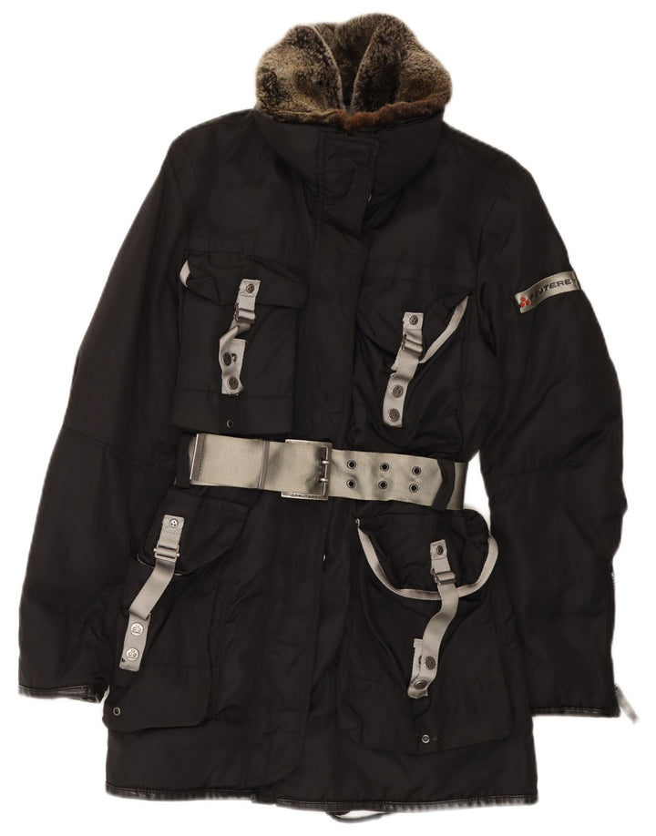 PEUTEREY Damen Parka Jacke EU 40 Medium Schwarz Polyamid
