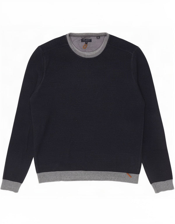 Ted Baker Herren-Pullover mit Rundhalsausschnitt, Größe 5, XL, Marineblau, Farbblock