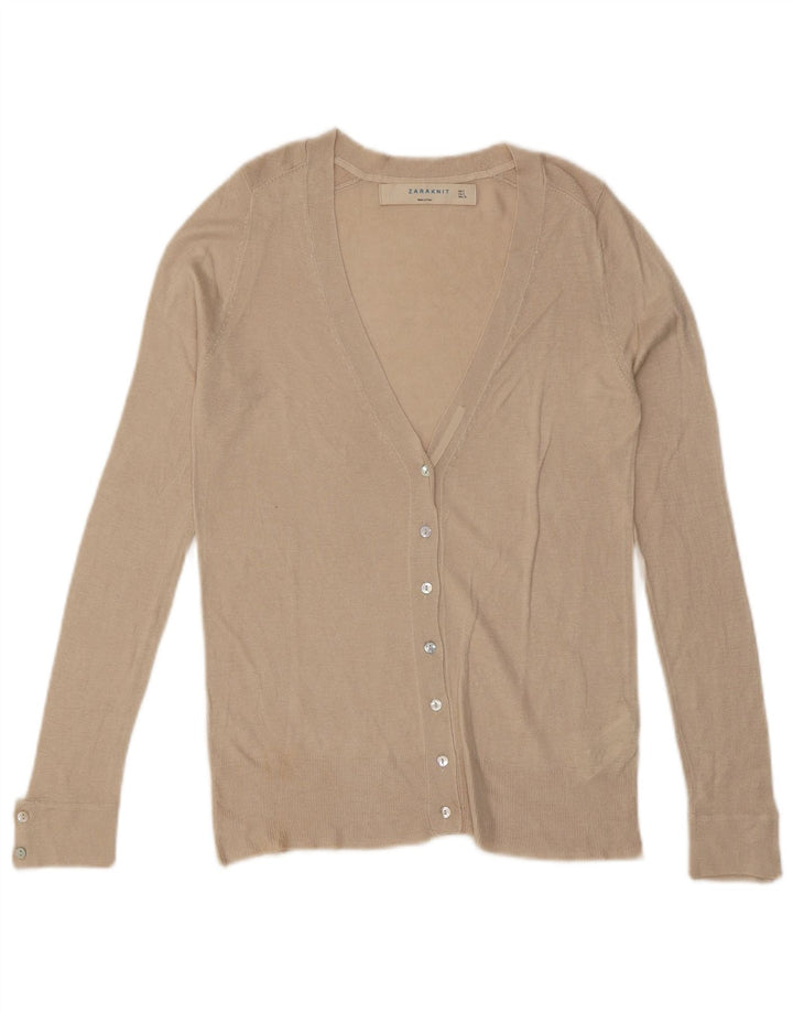 ZARA Damen-Cardigan-Pullover UK 10 Small Off White Viscose