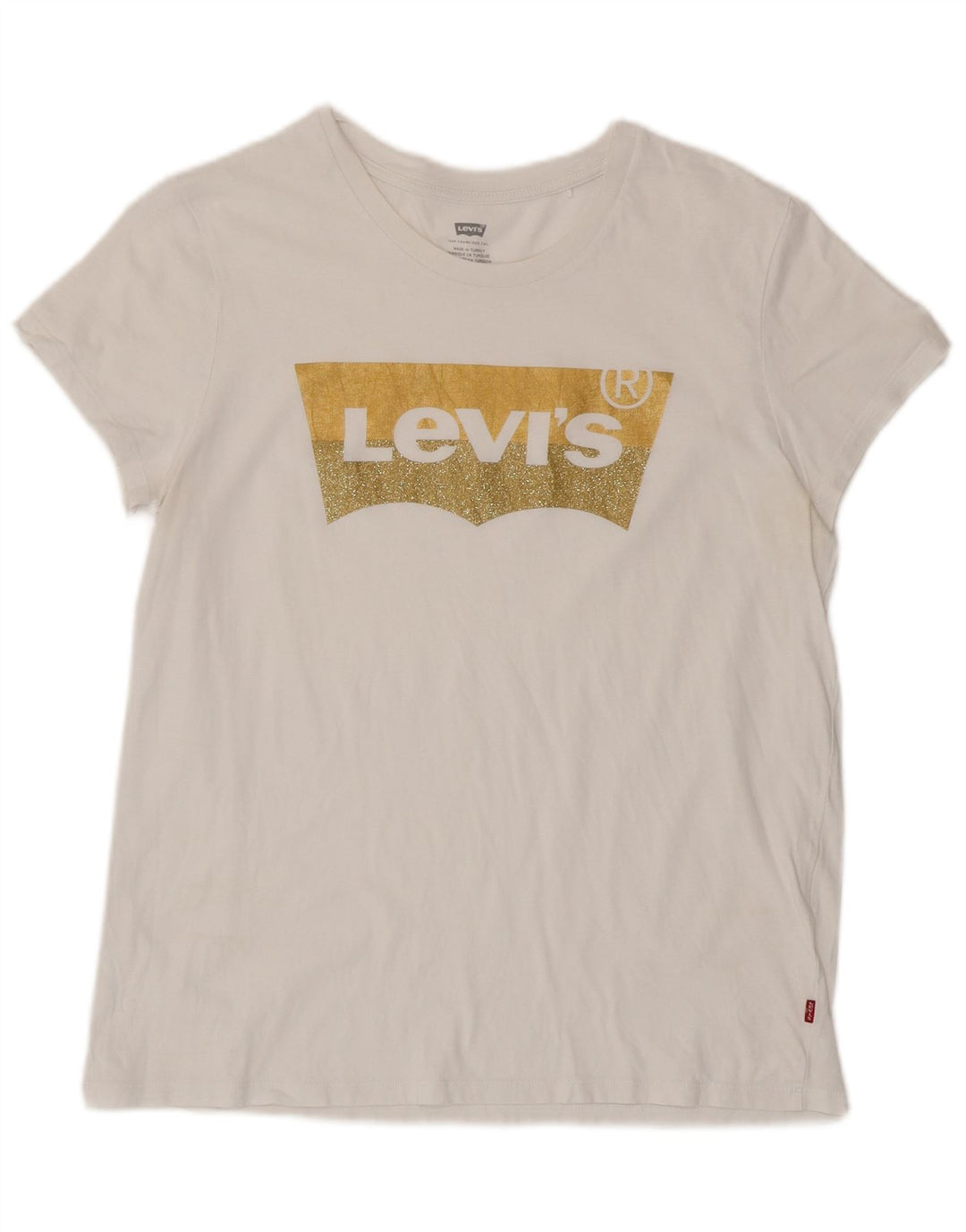 LEVI'S Damen Grafik-T-Shirt-Oberteil UK 16 Large Weiß