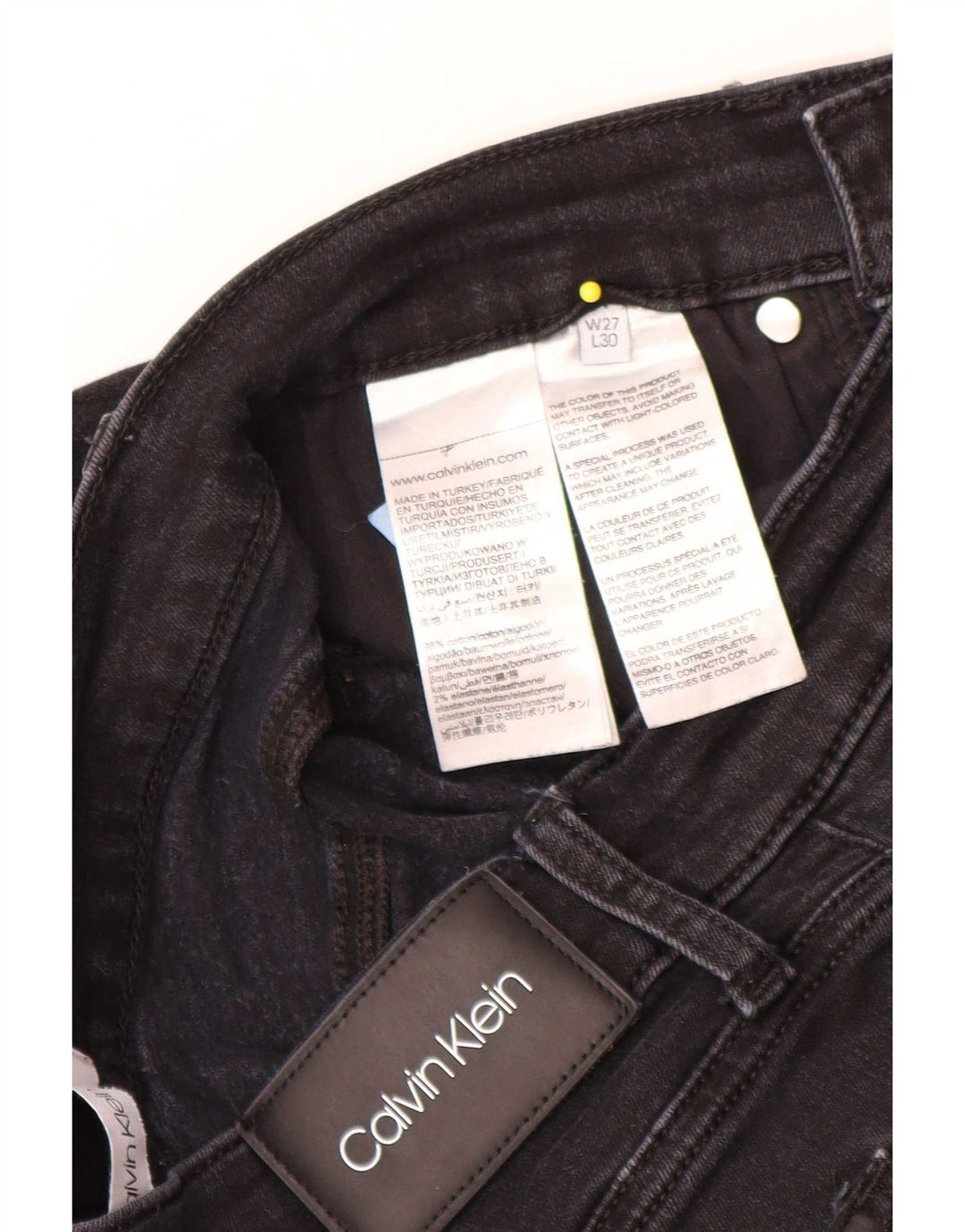 Calvin Klein Damen Slim Jeans W27 L28 Schwarze Baumwolle