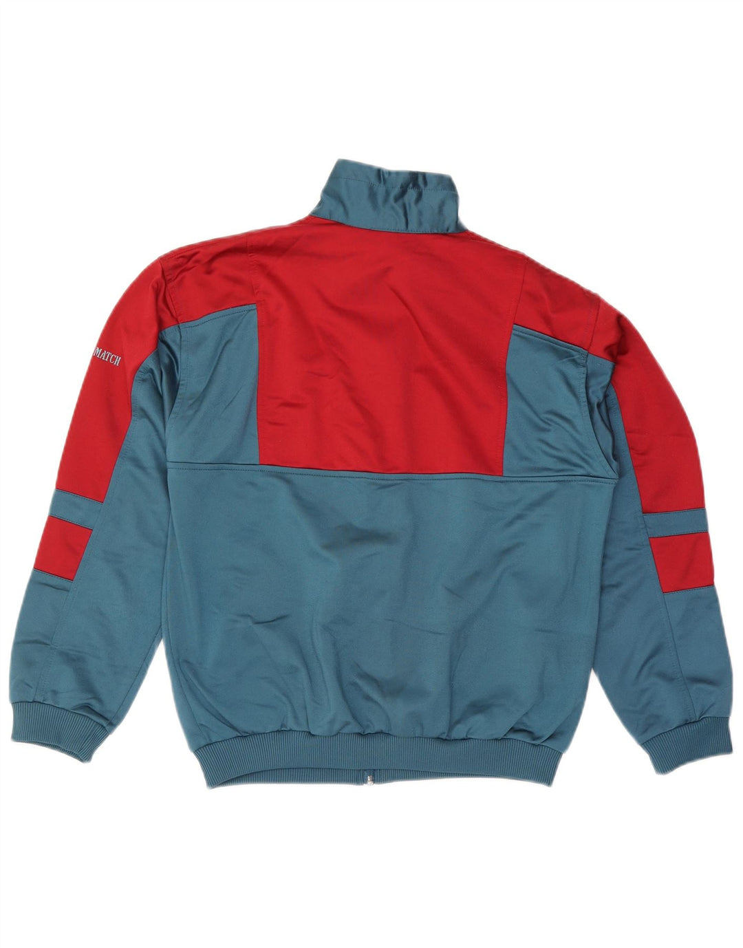 Vintage Herren-Trainingsanzug-Top-Jacke aus mittelblauem Colourblock-Polyester