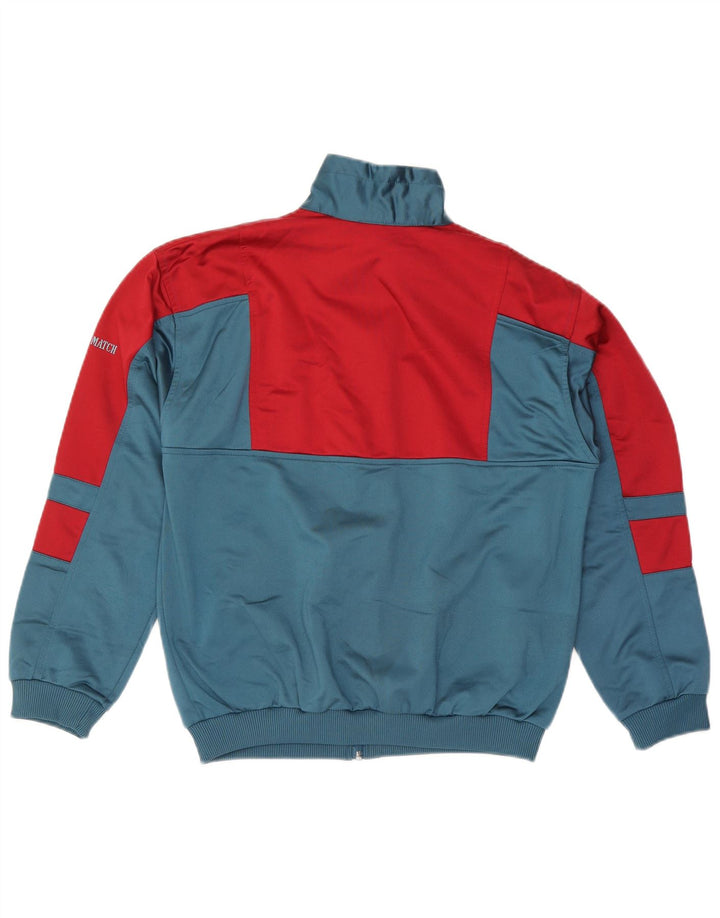 Vintage Herren-Trainingsanzug-Top-Jacke aus mittelblauem Colourblock-Polyester