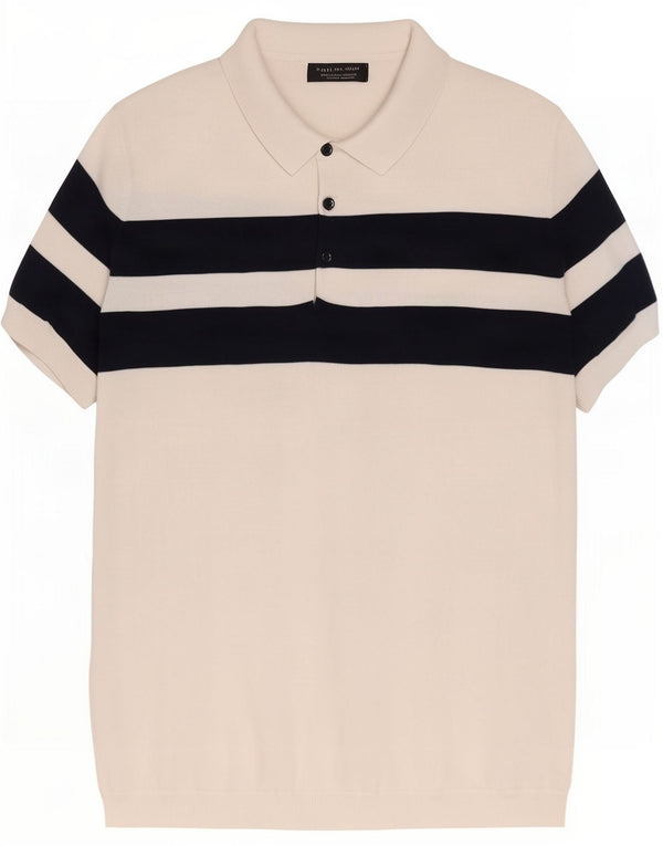 Zara Herren-Pullover mit Polokragen, kurzärmelig, groß, Weiß, Farbblock