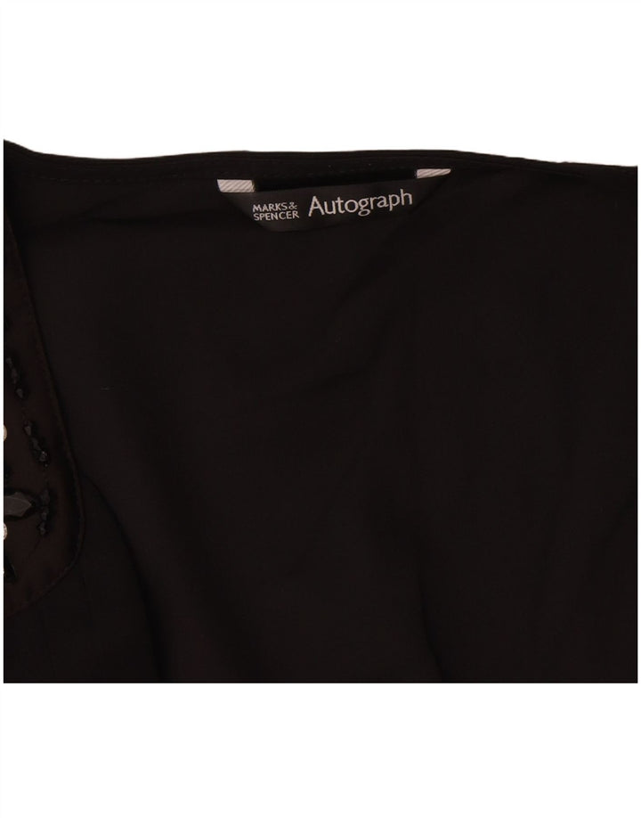 Marks & Spencer Damen Autograph Ärmelloses Blusenoberteil UK 12 Medium Schwarz