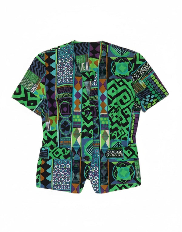 Vintage Damen 3-Knopf-Blazer-Jacke IT 42 Medium Mehrfarbig Geometrisch