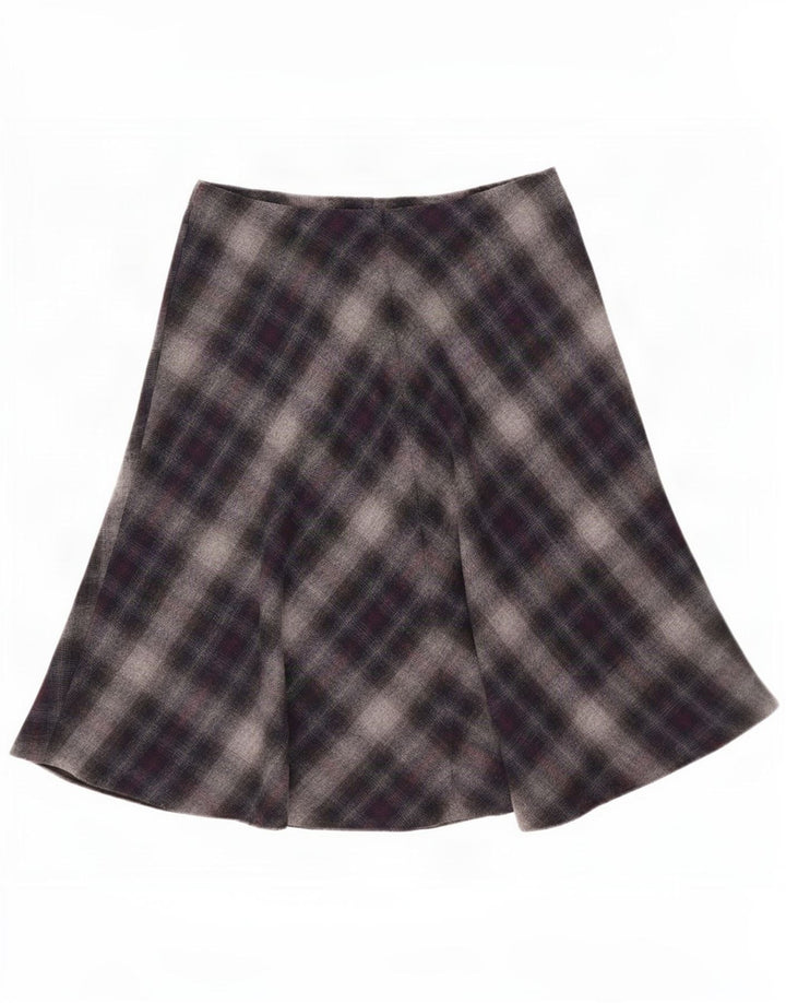 Marks & Spencer Damen ausgestellter Rock UK 12 Medium W30 Grau kariertes Polyester