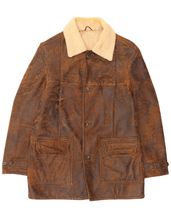Marlboro Classics Herren Shearling Jacke UK 42 XL Braunes Schaffell